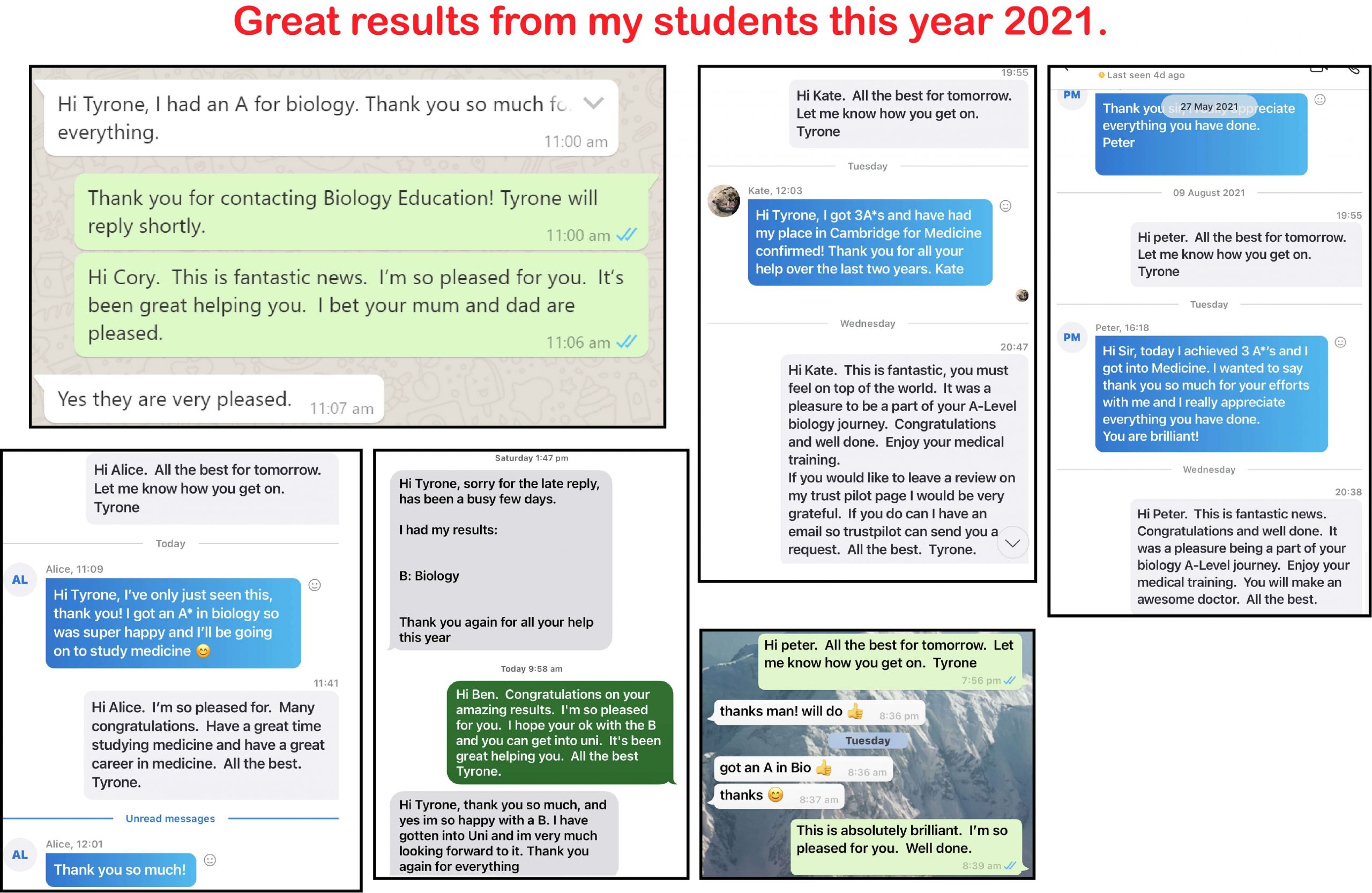 A-Level Biology results day showing student grade improvements