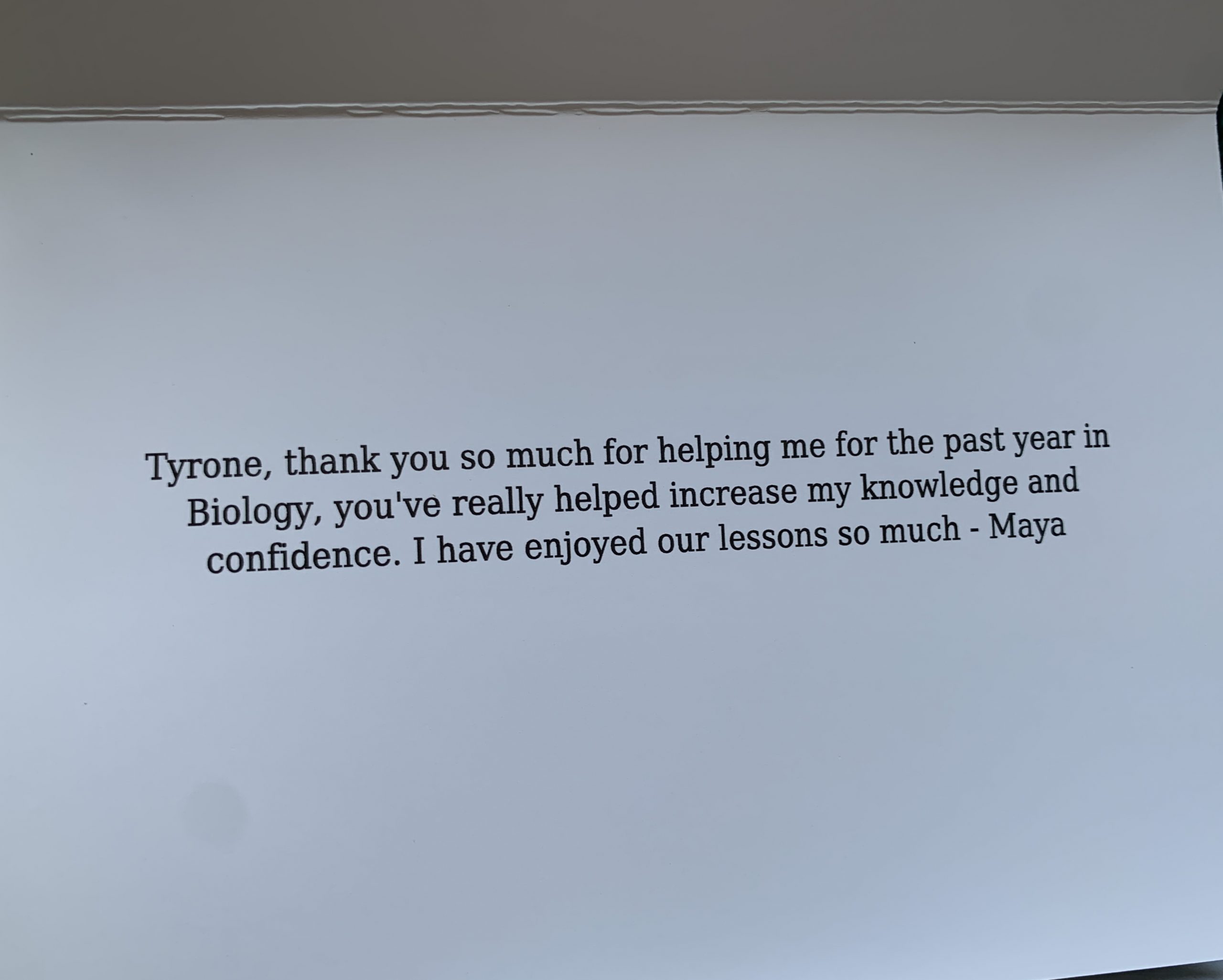 Gift from A-Level Biology student